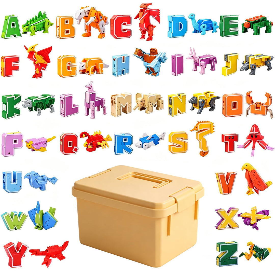 26 Stück Alphabet Transforming Spielzeug, DIY Buchstaben Roboter Toy | A-Z Transformer Roboter für A