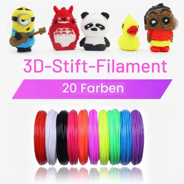 PLA 3D-Stift-Filament, 20 Farben, je 10 m – PLA-Filament für 3D-Stift, 1,75 mm, 3D-Stift-Farben, ein