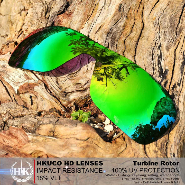 HKUCO Mens Replacement Lenses For Oakley Turbine Rotor Sunglasses Red/Blue/Titanium/Emerald Green, R