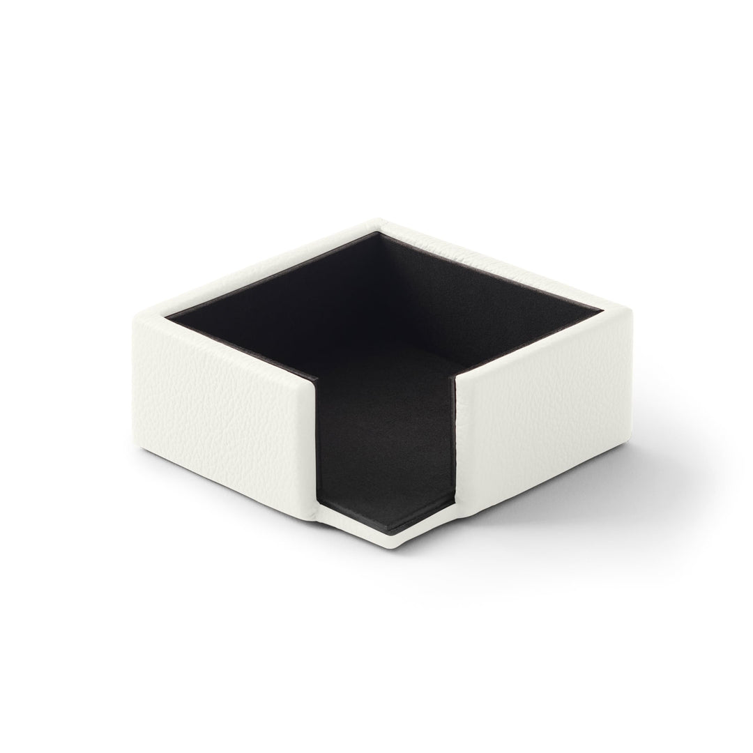 Eglooh - Atena - Notizzettel Box Echtes Leder Weiss - Zettelbox, Notizklotz, Zettelkasten für Schrei