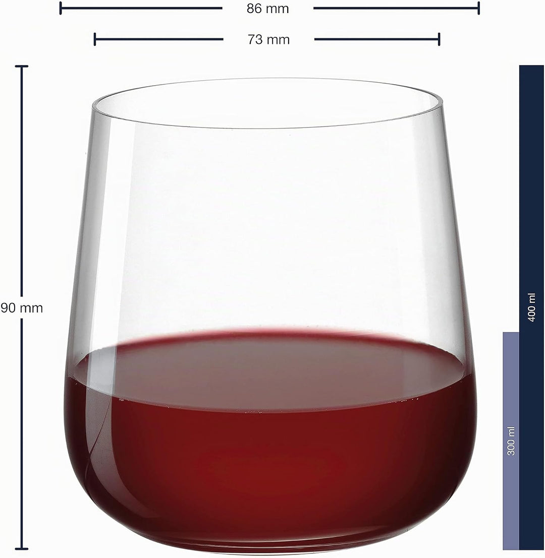LEONARDO HOME 066416 WH Becher 400ml Brunelli 6er, Glas Trinkgläser klein, Trinkgläser klein