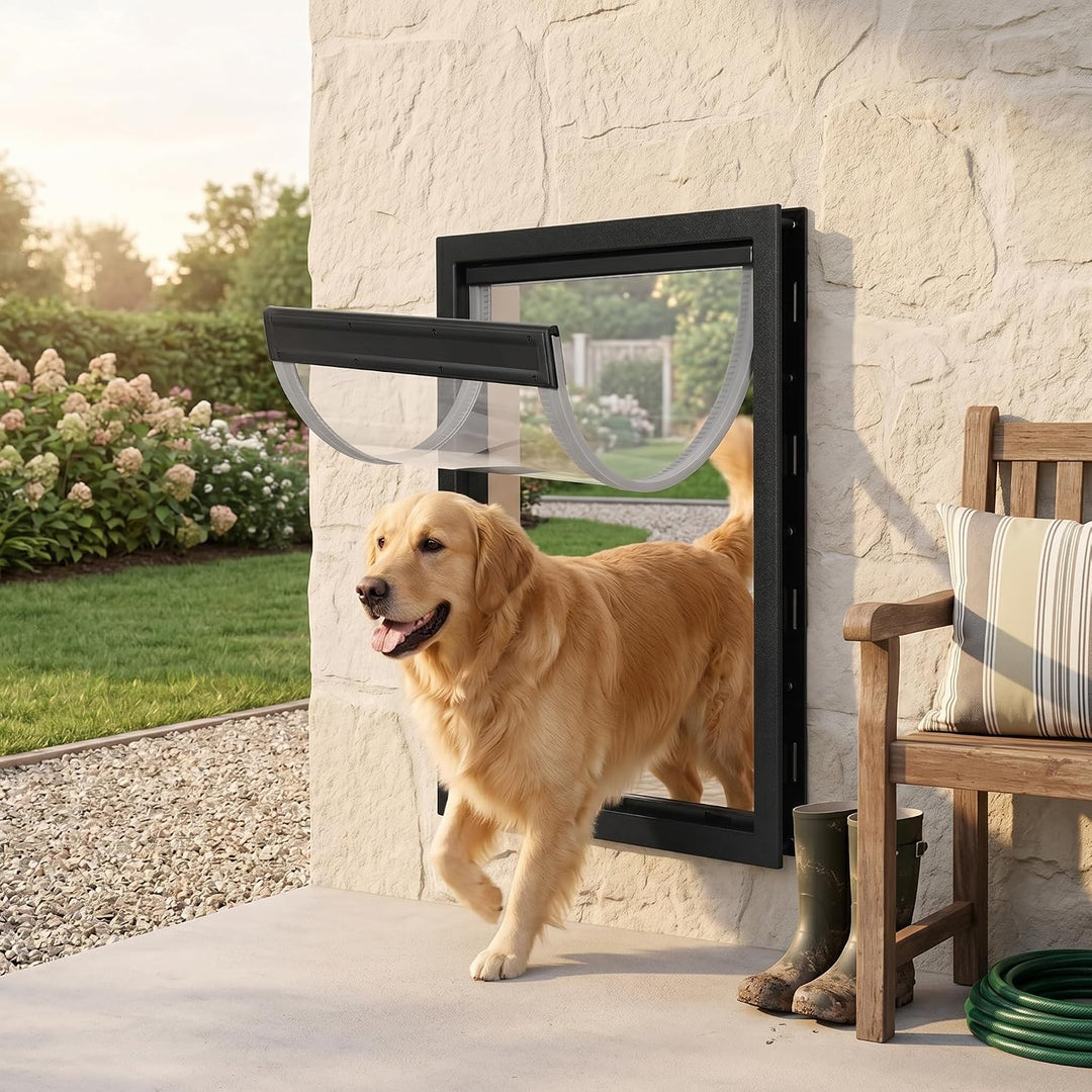 Magnetische Haustiertür für Grosse Hunde, Zwei-Wege-Eingang, Einfache Installation, Schwarz