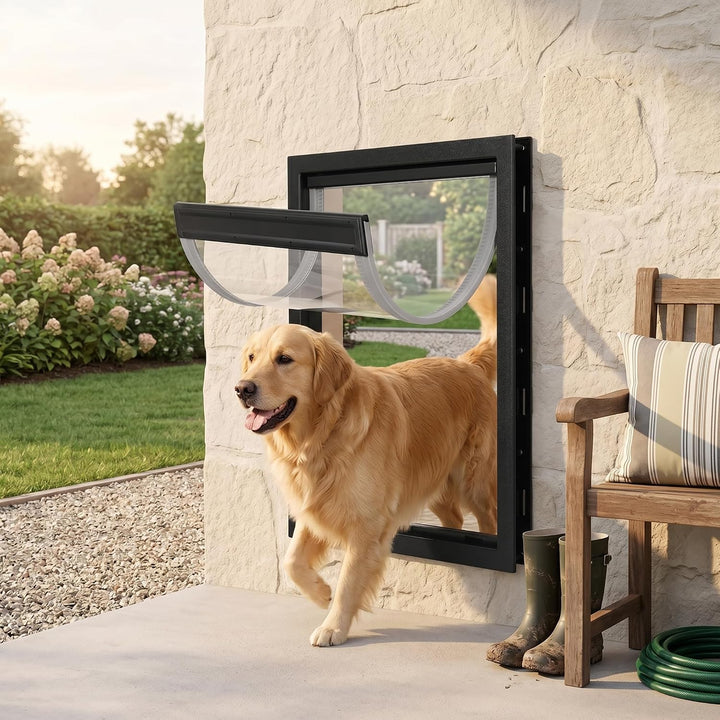 Magnetische Haustiertür für Grosse Hunde, Zwei-Wege-Eingang, Einfache Installation, Schwarz