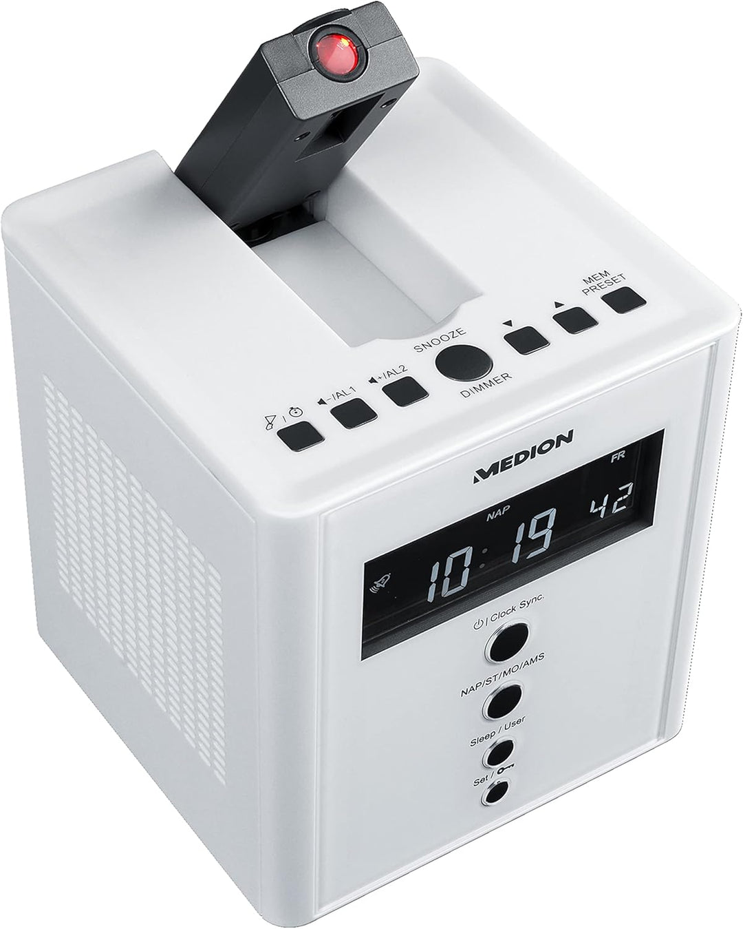 MEDION MD 43562 E66395 Projektions-Uhrenradio mit Weckfunktion PLL UKW weiss