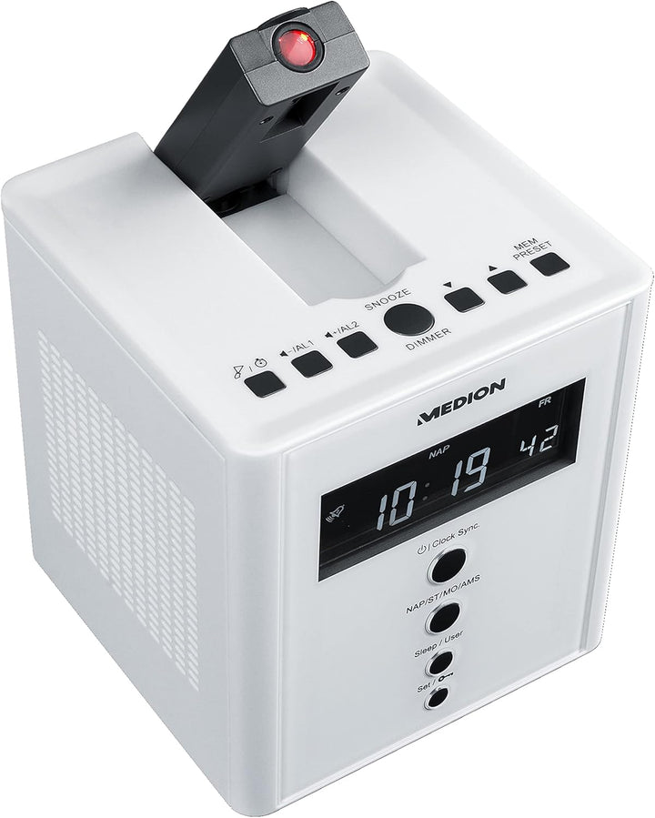 MEDION MD 43562 E66395 Projektions-Uhrenradio mit Weckfunktion PLL UKW weiss