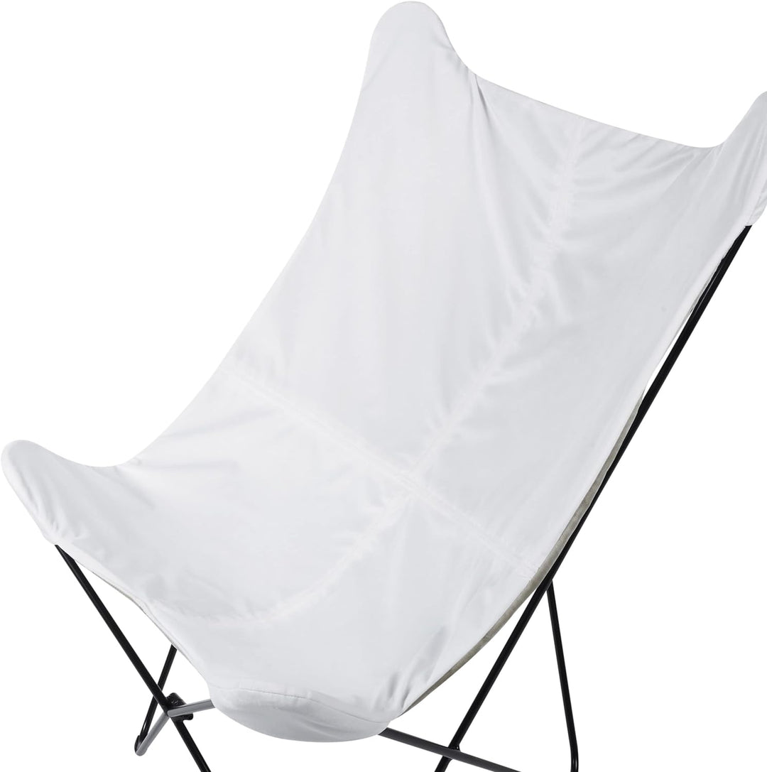Schmetterlingssessel Samtstoff weiss Haarnadel-Metallgestell schwarz Retro Nybro
