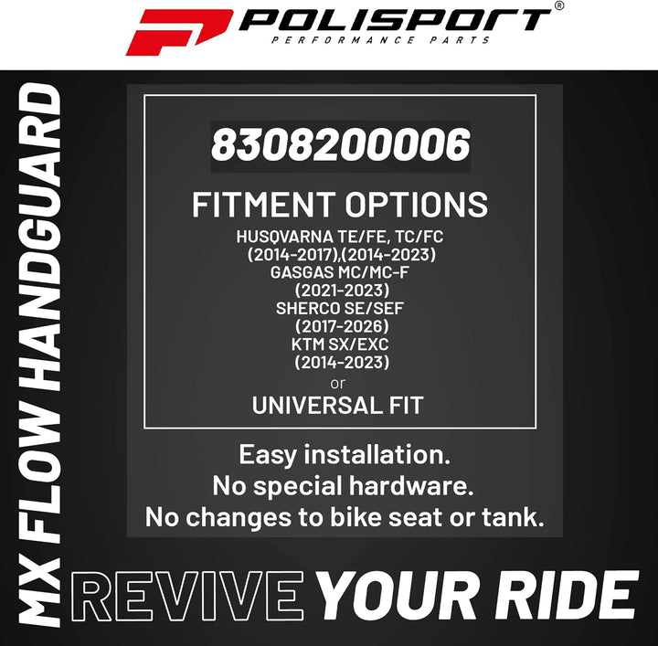 POLISPORT 8308200006 - Handprotektoren MX FLOW 1 MX-Style Befestigungspunkt aus Kunststoff inklusive