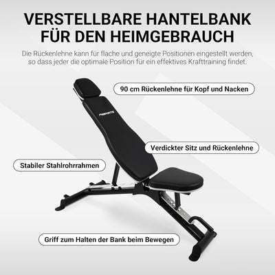 Hantelbank Premium Multifunktion mit verstellbarer Schrägbank - Fitnessbank bis zu 200kg Sport