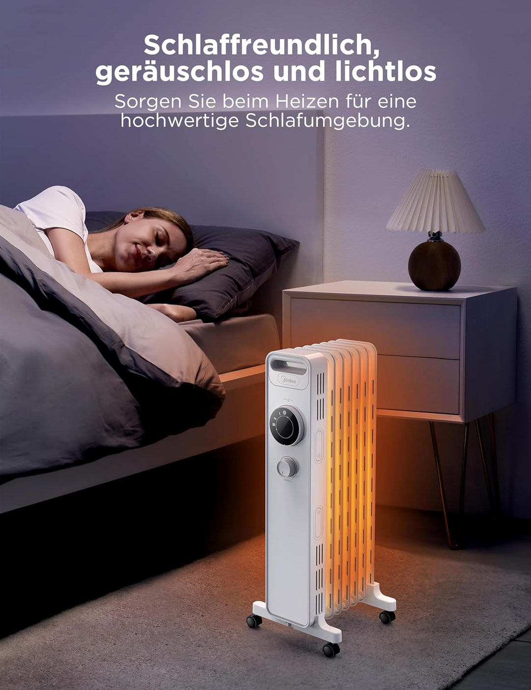 Midea NY1507-22M Ölradiator 1500W Energiesparend Leise, Elektroheizung mit 7 Rippen, Thermostat,3 He