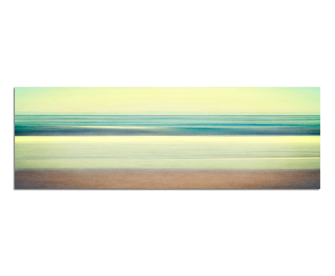 Paul Sinus Art Panoramabild auf Leinwand und Keilrahmen 150x50cm Meer Strand Wellen abstrakt