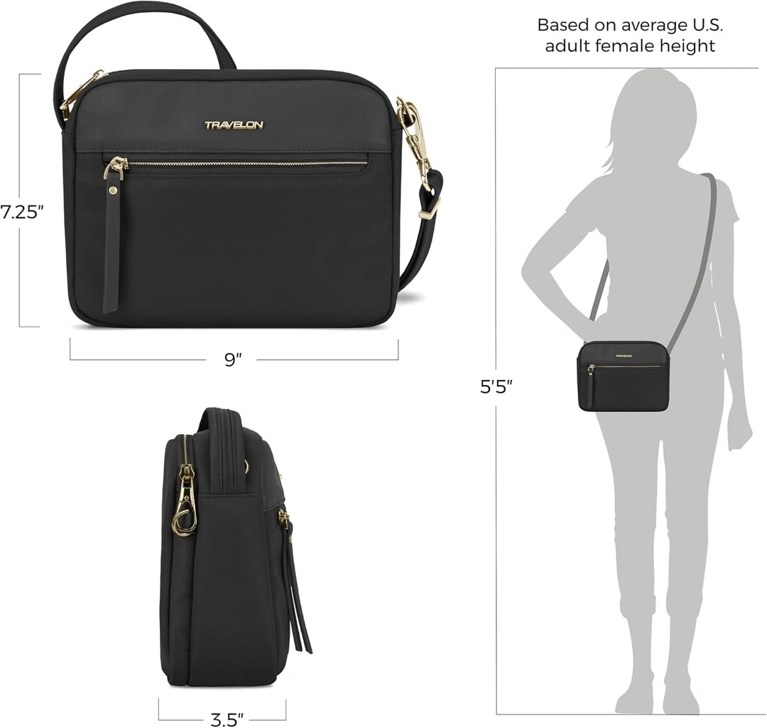Travelon Unisex Addison Umhängetasche Einheitsgrösse Schwarz, Einheitsgrösse Schwarz