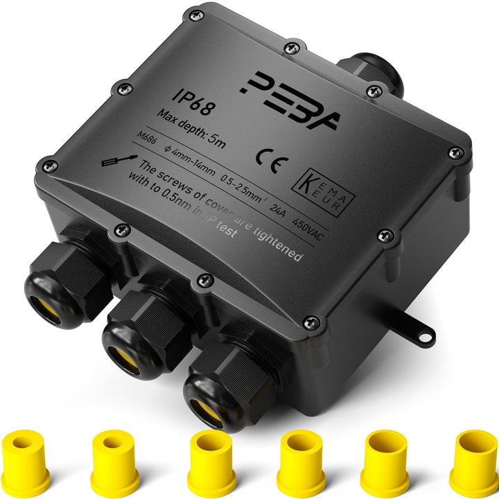 PEBA® Abzweigdose IP68 Abzweigdose Kabelverbinder Wasserdicht Aufputz Verteilerdose 4-fach für Kabe