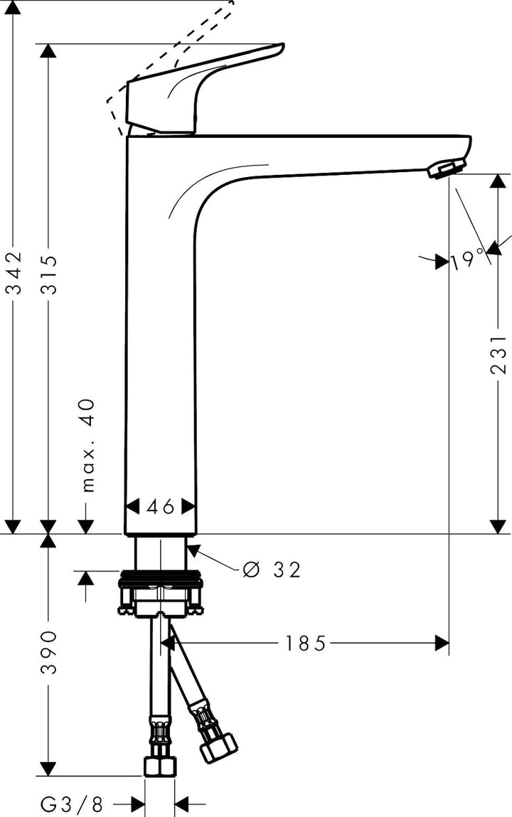 hansgrohe Wasserhahn Focus (Armatur mit Auslauf Höhe 230 mm, ohne Ablaufgarnitur) Chrom