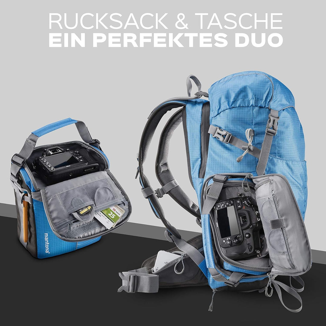 Mantona 20057 Elements Outdoor Rucksack (inkl. Regenschutzhülle, Laptop/Tabletfach, herausnehmbarer