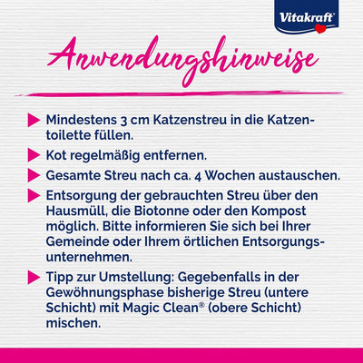 Vitakraft Magic Clean, Katzenstreu, Hygiene-Streu aus Mineralkügelchen, nicht klumpend, besonders st