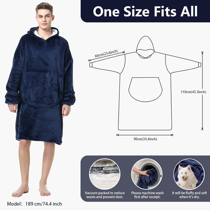 MOKANI Kuscheldecke mit Ärmeln und Kapuze Hoodie Decke, Decke mit Ärmeln, Übergrösse Kapuzenpullover