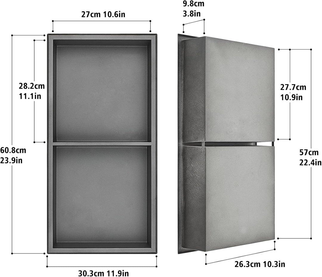 HANFU Wandnische Dusche Edelstahl, Duschnische Flexibler Einbau, Doppelregal Wandnische Dusche Lager