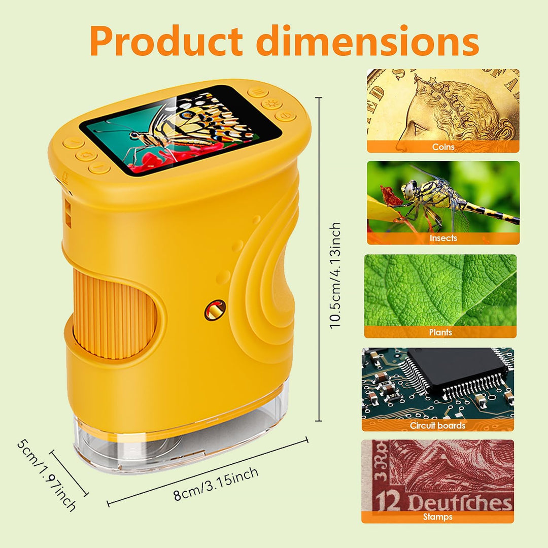 Handy Digital Mikroskop für Kinder, 1080P HD 2.0" Bildschirm Mini-Mikroskop, 1000X USB tragbares Tas