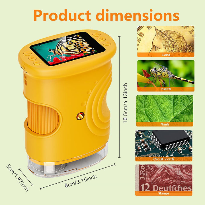 Handy Digital Mikroskop für Kinder, 1080P HD 2.0" Bildschirm Mini-Mikroskop, 1000X USB tragbares Tas