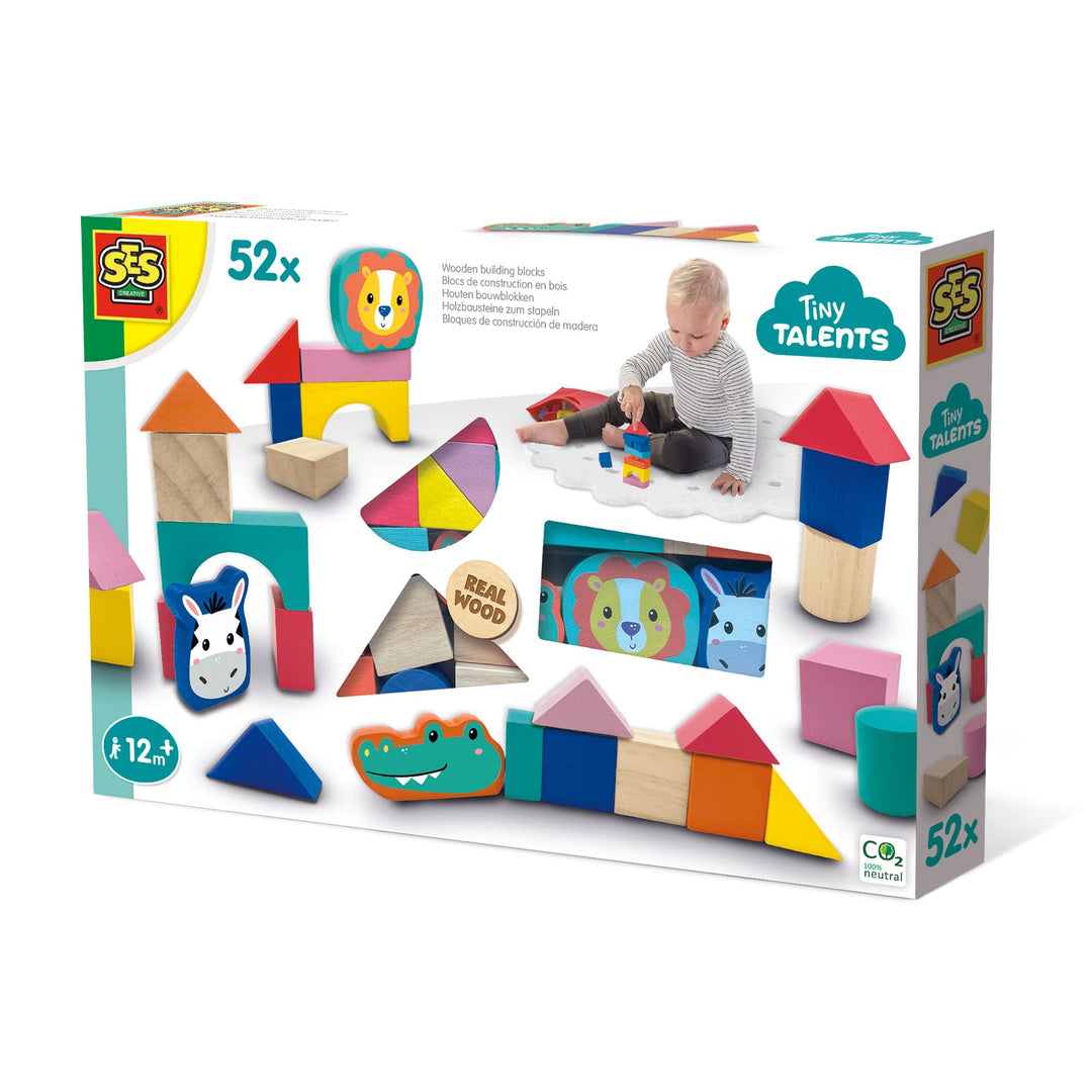 SES Creative Holzbausteine zum stapeln | Babyspielzeug | Made in Holland | für Kinder ab 1 Jahren |