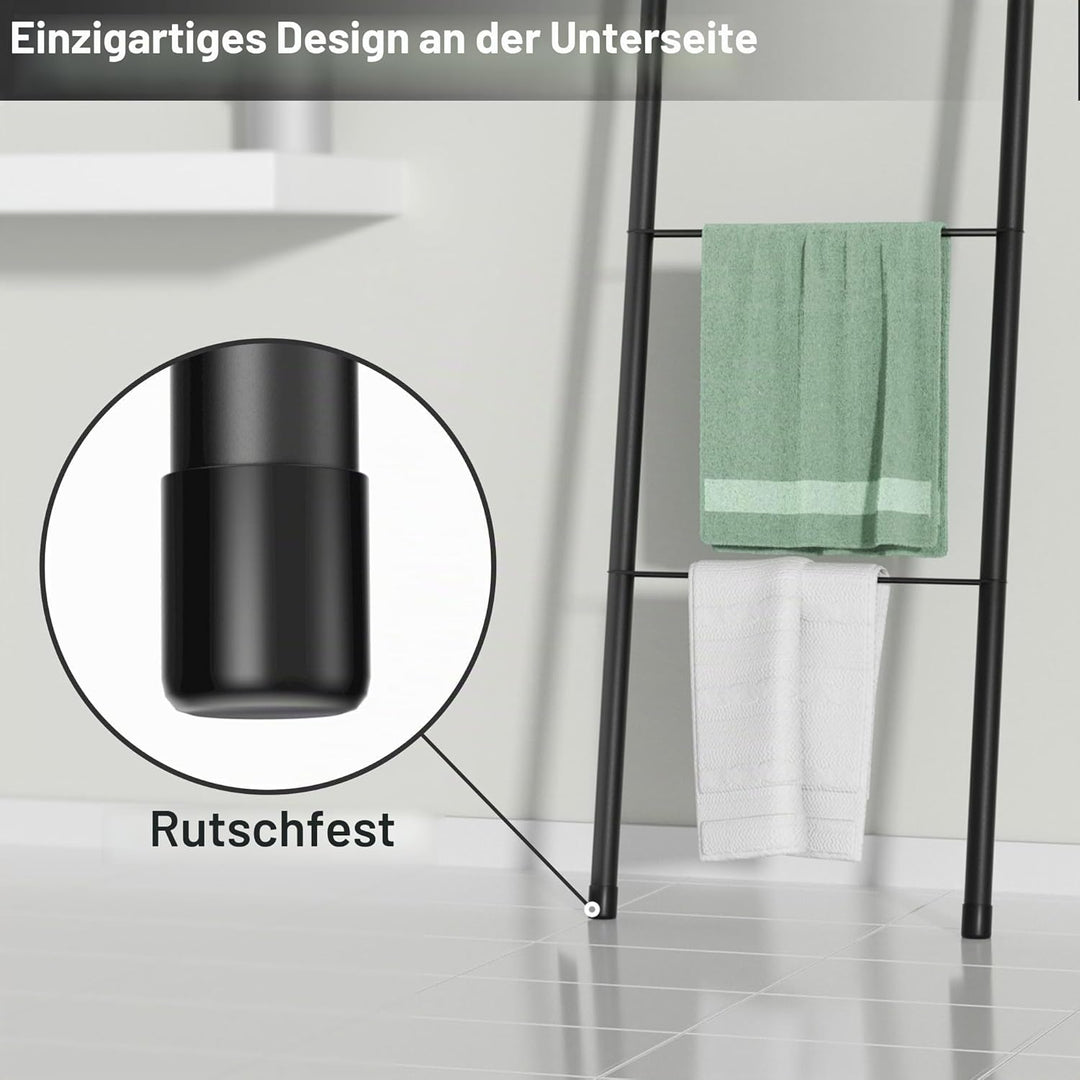 pickpiff Handtuchhalter Stehend aus Schwarz Metall – Handtuchleiter für Dekoratives Badezimmer, Wohn