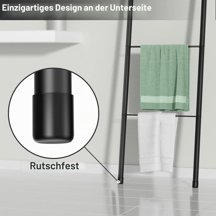 pickpiff Handtuchhalter Stehend aus Schwarz Metall – Handtuchleiter für Dekoratives Badezimmer, Wohn