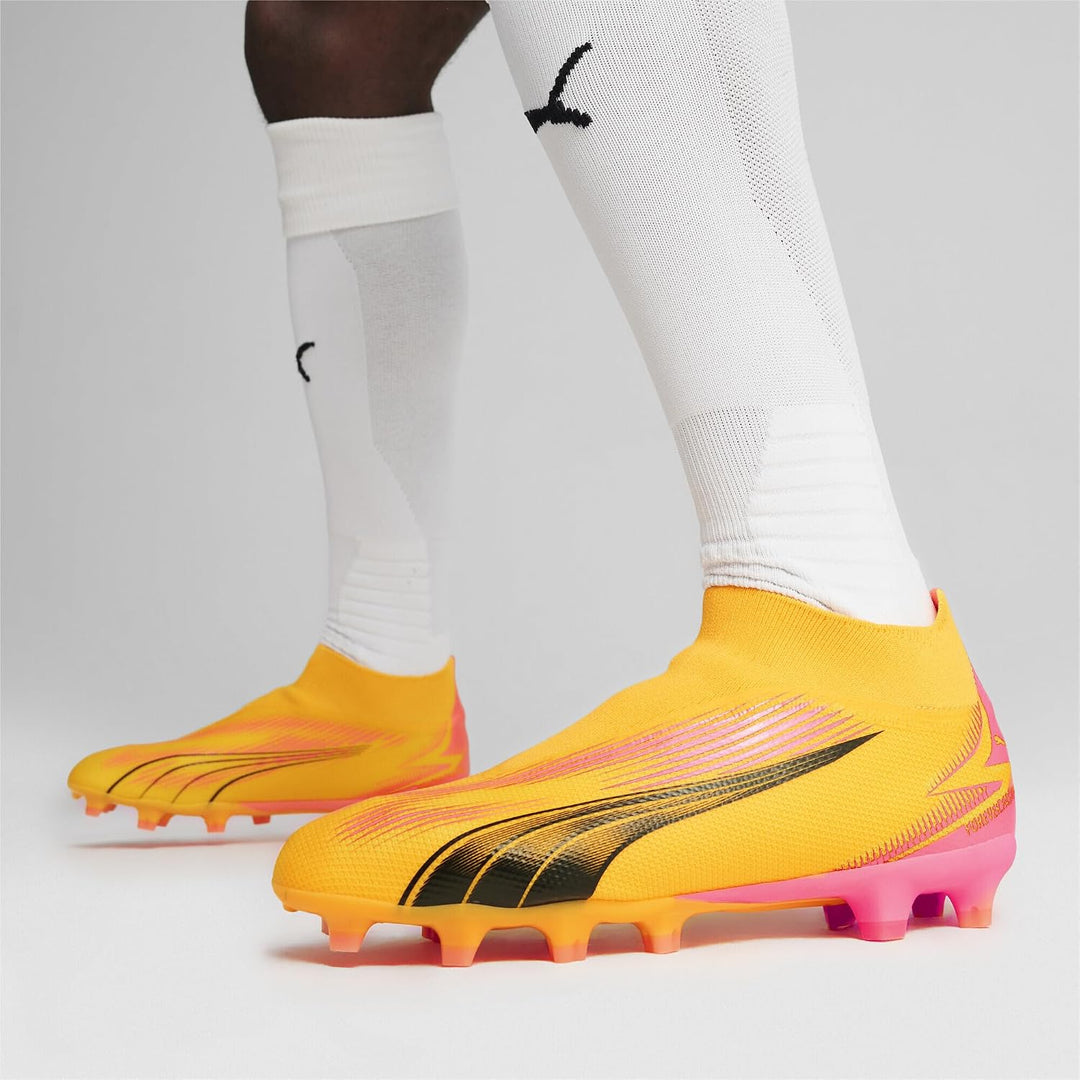 PUMA King Pro Fg/Ag Unisex Soccer Shoe 40.5 EU Sun Stream Puma Black Sunset Glow, 40.5 EU Sun Stream