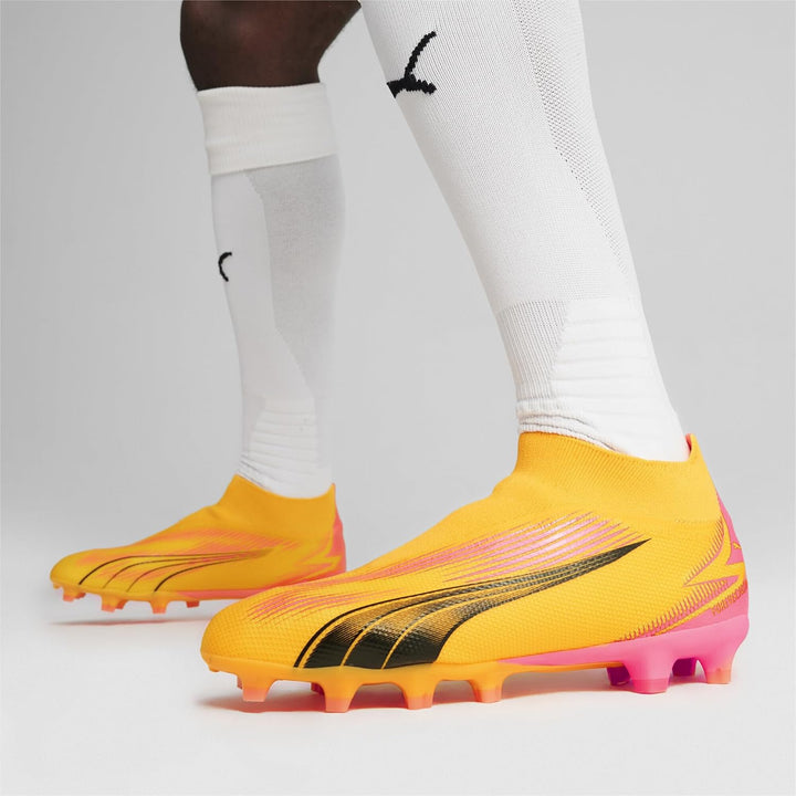 PUMA King Pro Fg/Ag Unisex Soccer Shoe 40.5 EU Sun Stream Puma Black Sunset Glow, 40.5 EU Sun Stream