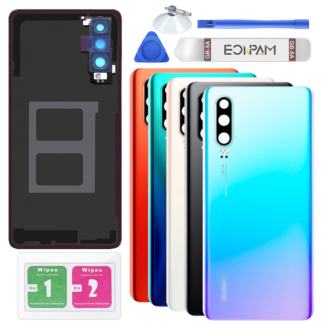 Eonpam Akkudeckel für Huawei P30 Rückseite Glas Original Backcover Back Glas Ersatz Reparatur Set mi
