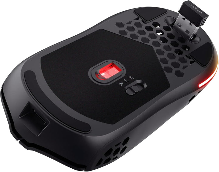 Trust Gaming GXT 929 Helox Kabellose Gaming Maus, Ultraleichte Maus 75g, 80h Dauerbetrieb, 2,4-GHz-M