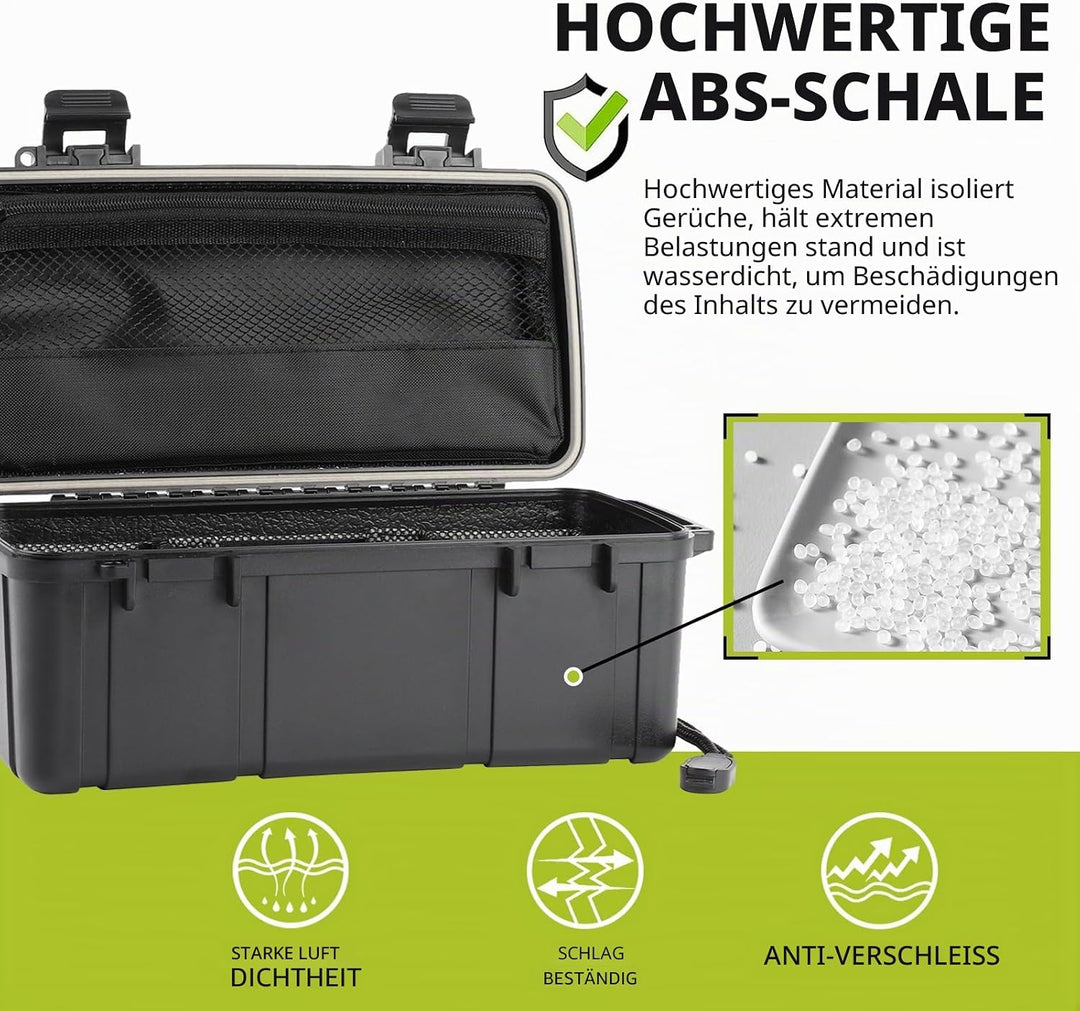 OZCHIN Schwarze Aufbewahrungsbox Robuster Aufbewahrungsbehälter mit Zahlenschloss ABS-Kunststoff-Auf