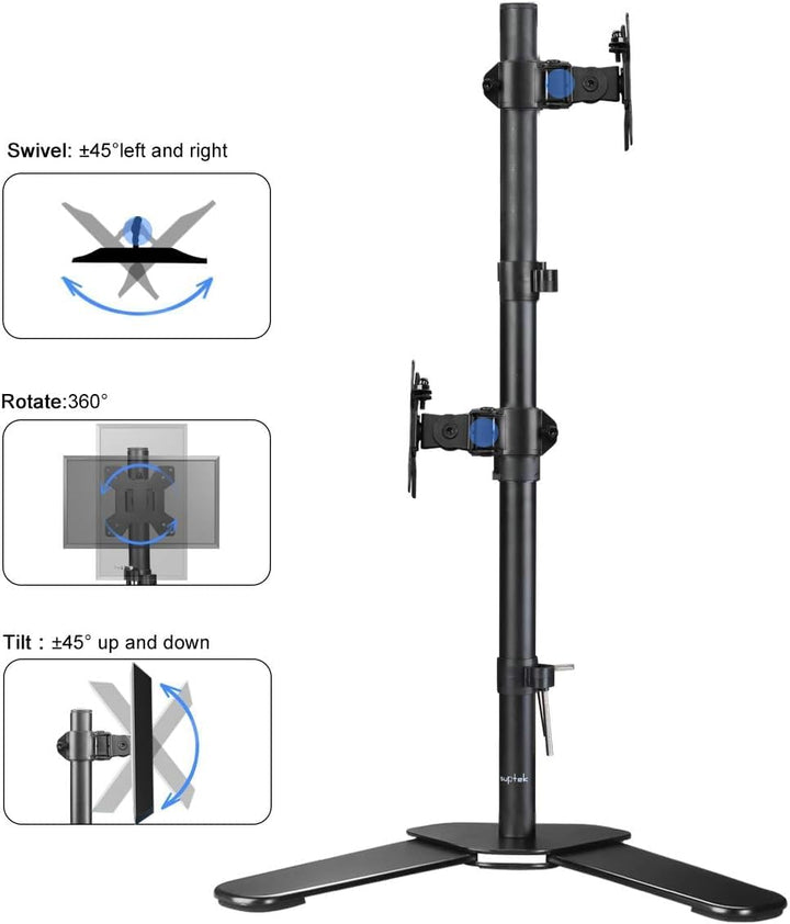 suptek Monitorhalterung 2 Monitore, Monitor Halterung für 13-27 Zoll Bildschirme, Bildschirmhalterun