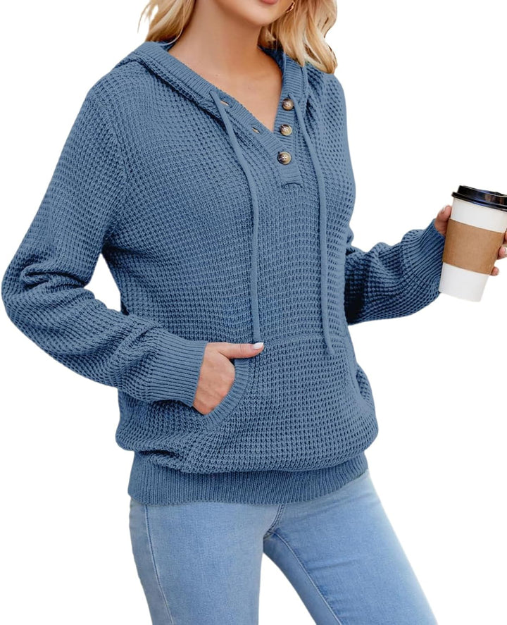 TrendiMax Hoodie Damen Strickpullover Kapuzenpullover Herbst Übergangs Sweatshirt Langarm Pullover D