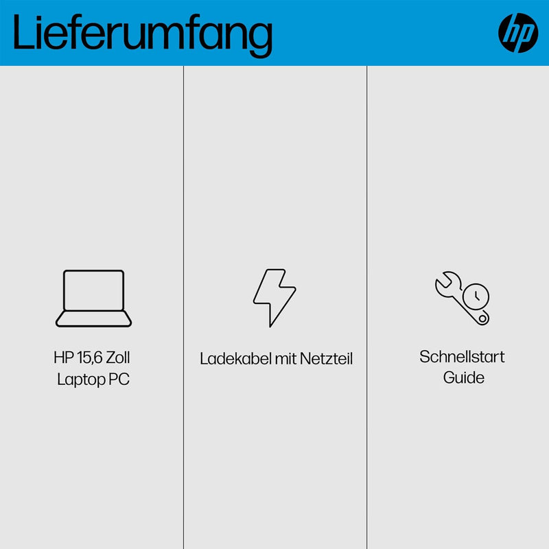 HP Laptop 15,6 Zoll FHD Display, Intel Core i5-1235U, 16 GB RAM, 512GB SSD, Intel Iris Xe Grafik, QW