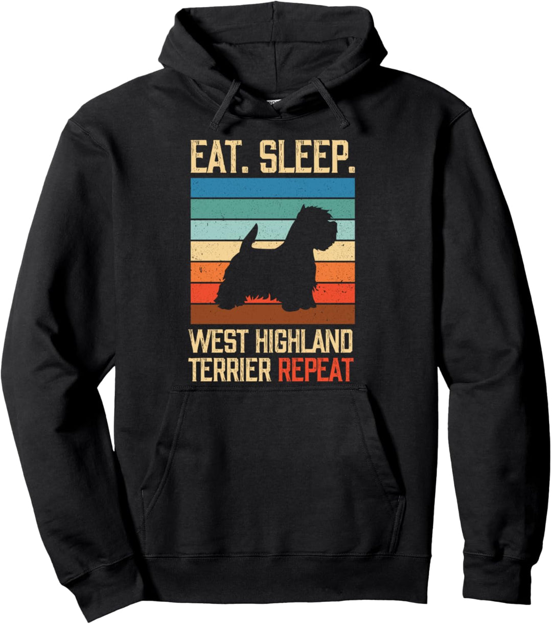 West Highland Terrier Repeat Vintage Hund Hunde Pfote Pullover Hoodie