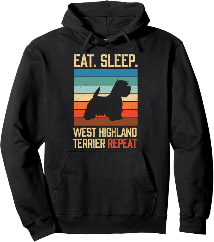 West Highland Terrier Repeat Vintage Hund Hunde Pfote Pullover Hoodie