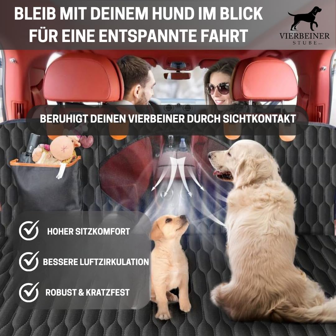 VierbeinerStube Premium Autoschondecke Hundedecke für Rücksitz/Rückbank und Kofferraum – Langlebige