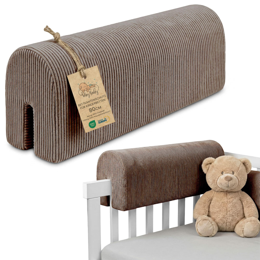 Bettkantenschutz für Kinderbetten Cordstoff 80 cm - Schutz für Bettrahmen Baby Bett rausfallschutz f