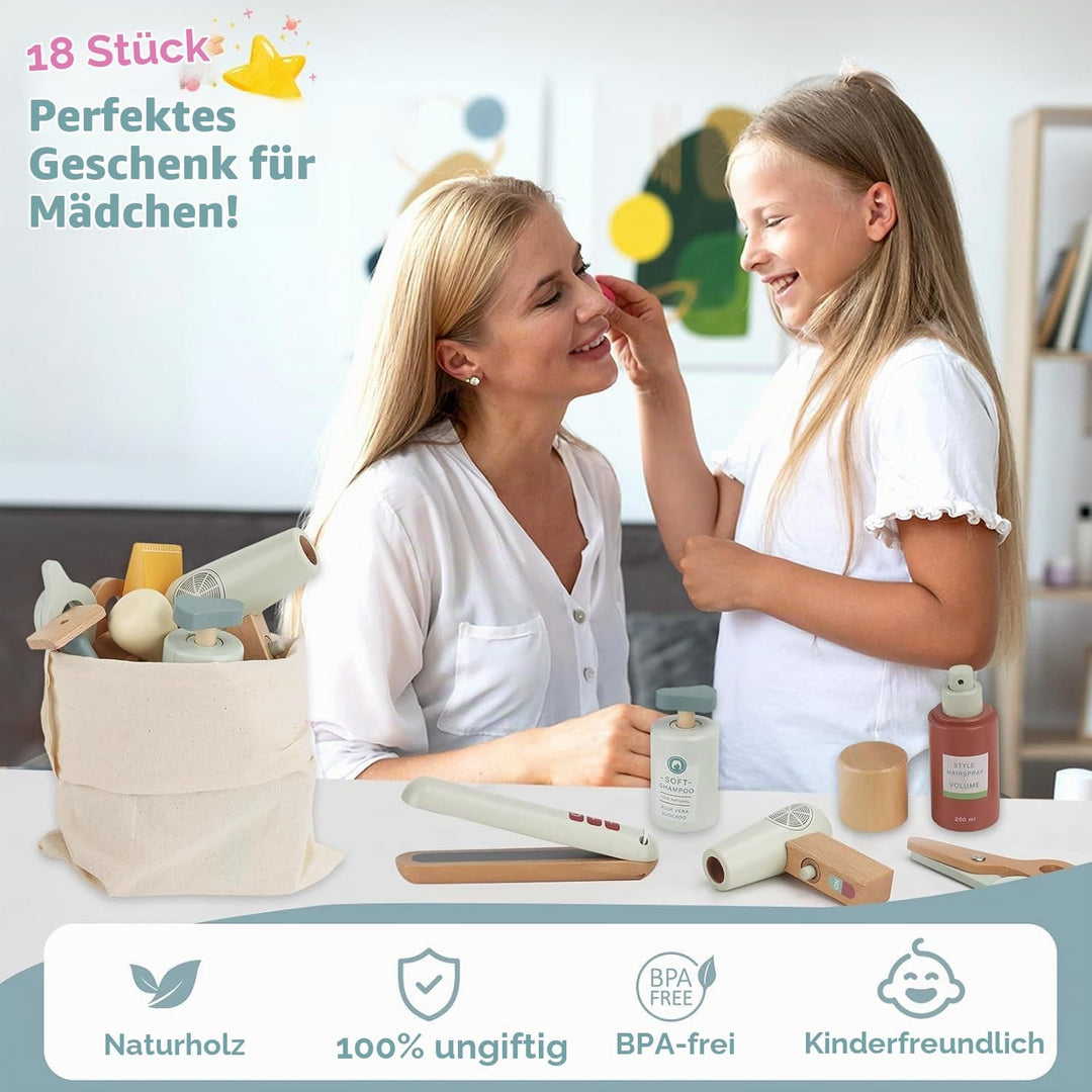 Friseur Set Kinder,Friseur Beauty Salon Spielset mit Haartrockner Lockenstab Kamm und Haarstyling Zu