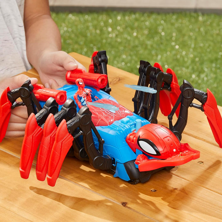 Marvel Spider-Man Krabbelspinne mit Wasserspritze, Superhelden-Spielzeug ab 4 Jahren, feuert Projekt