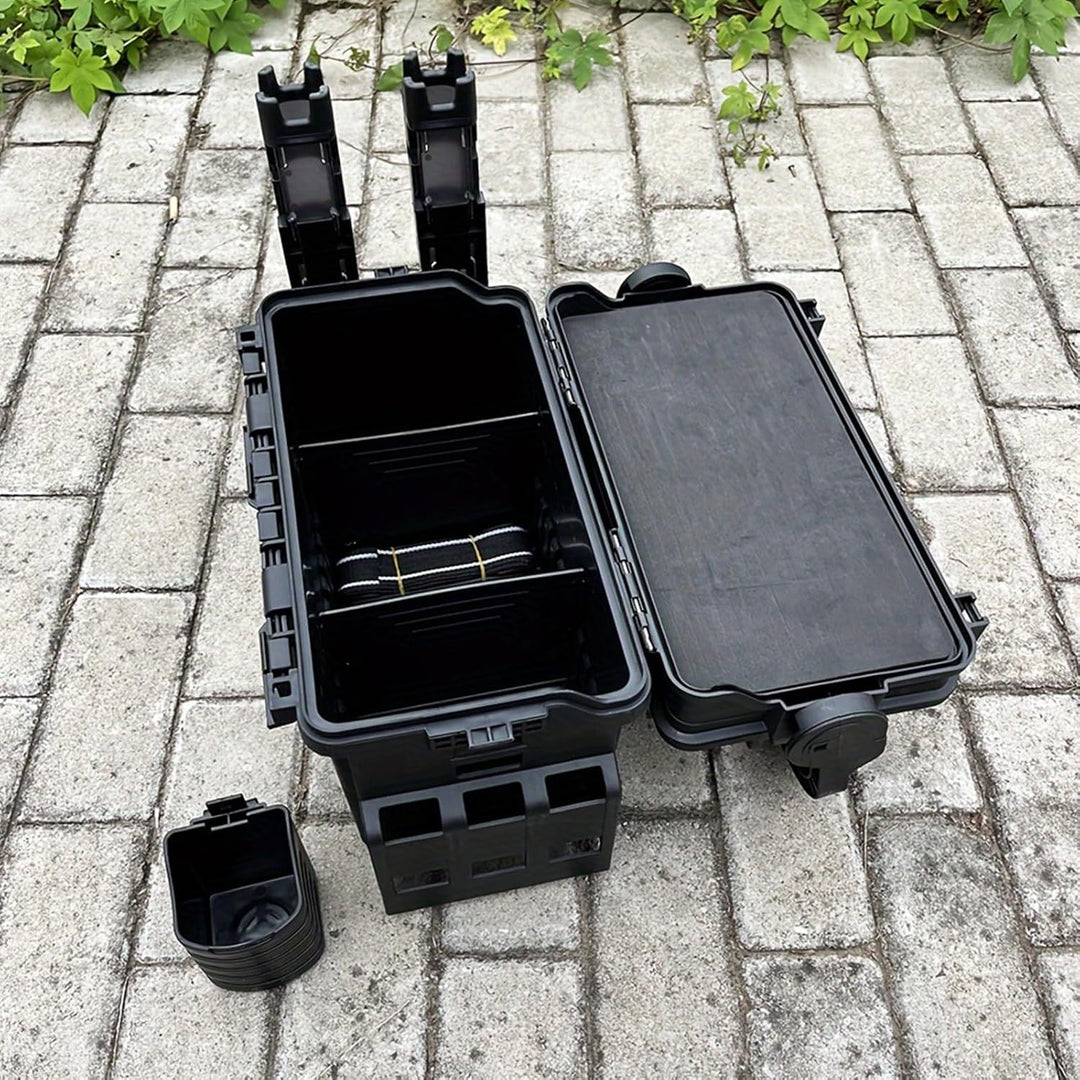 Angelkoffer Gross 11L zweistöckig Angelbox mit zwei Rutenhaltern und Becherhalter stossfest Angelkis