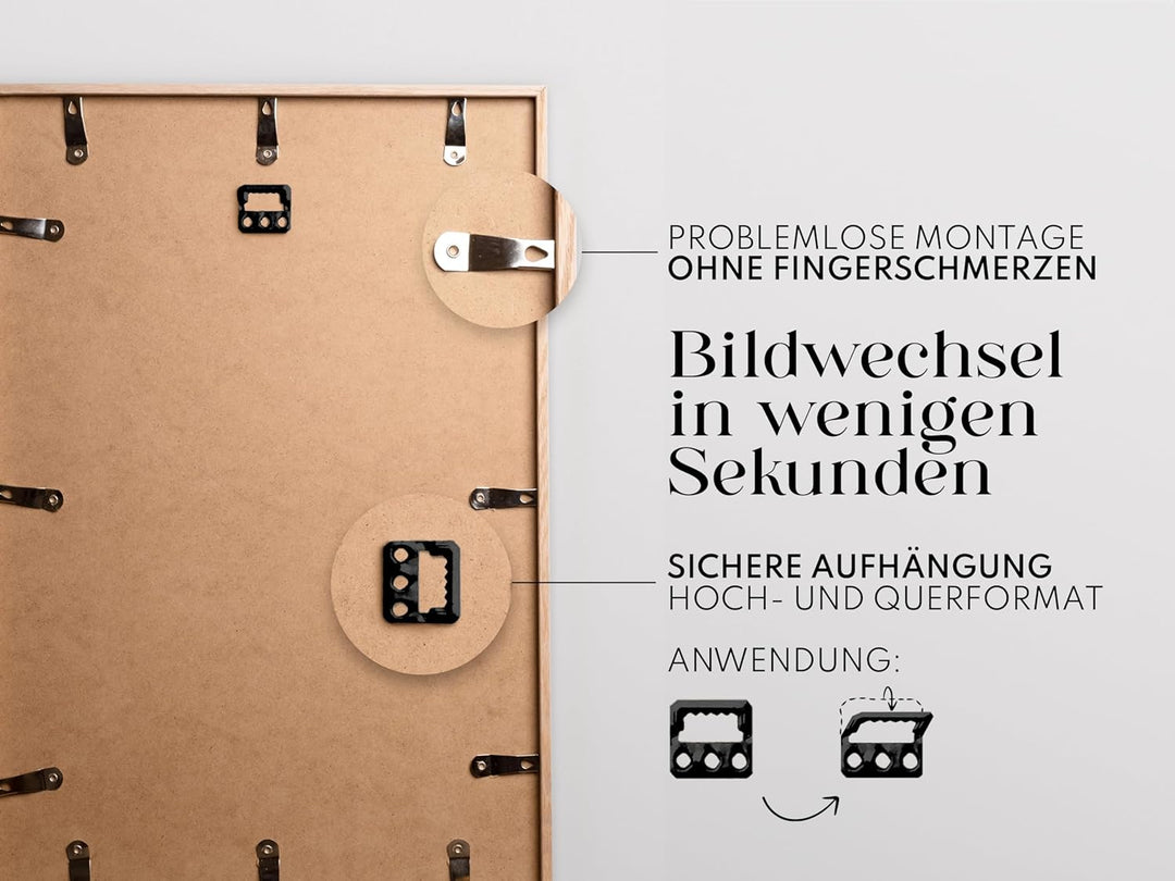 Artower® Bilderrahmen für DIN A2 42 x 60 cm Natur Holz Eiche Dünner Rahmen | Posterrahmen Gross Coll