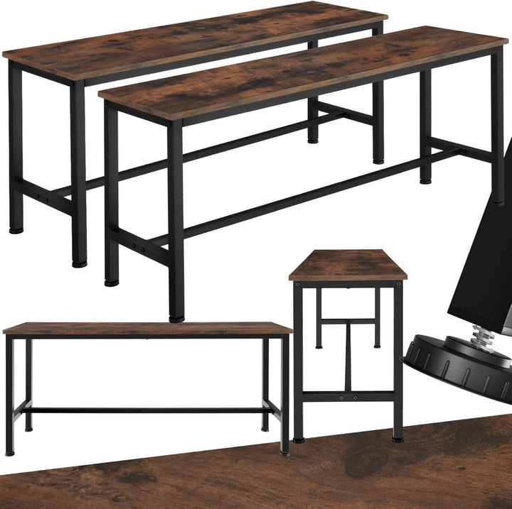 tectake Sitzbänke für Esszimmertisch, 2er Set Holz Küchenbank, 108 x 32,5 x 50,5 cm, Industrie-Desig