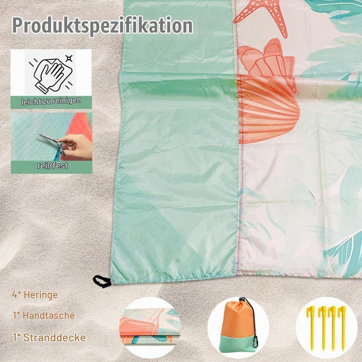 Stranddecke Sandfrei, Sandfeste Stranddecke Wasserdicht, Leicht Und Dünn, Tragbare Strandmatte Faltb