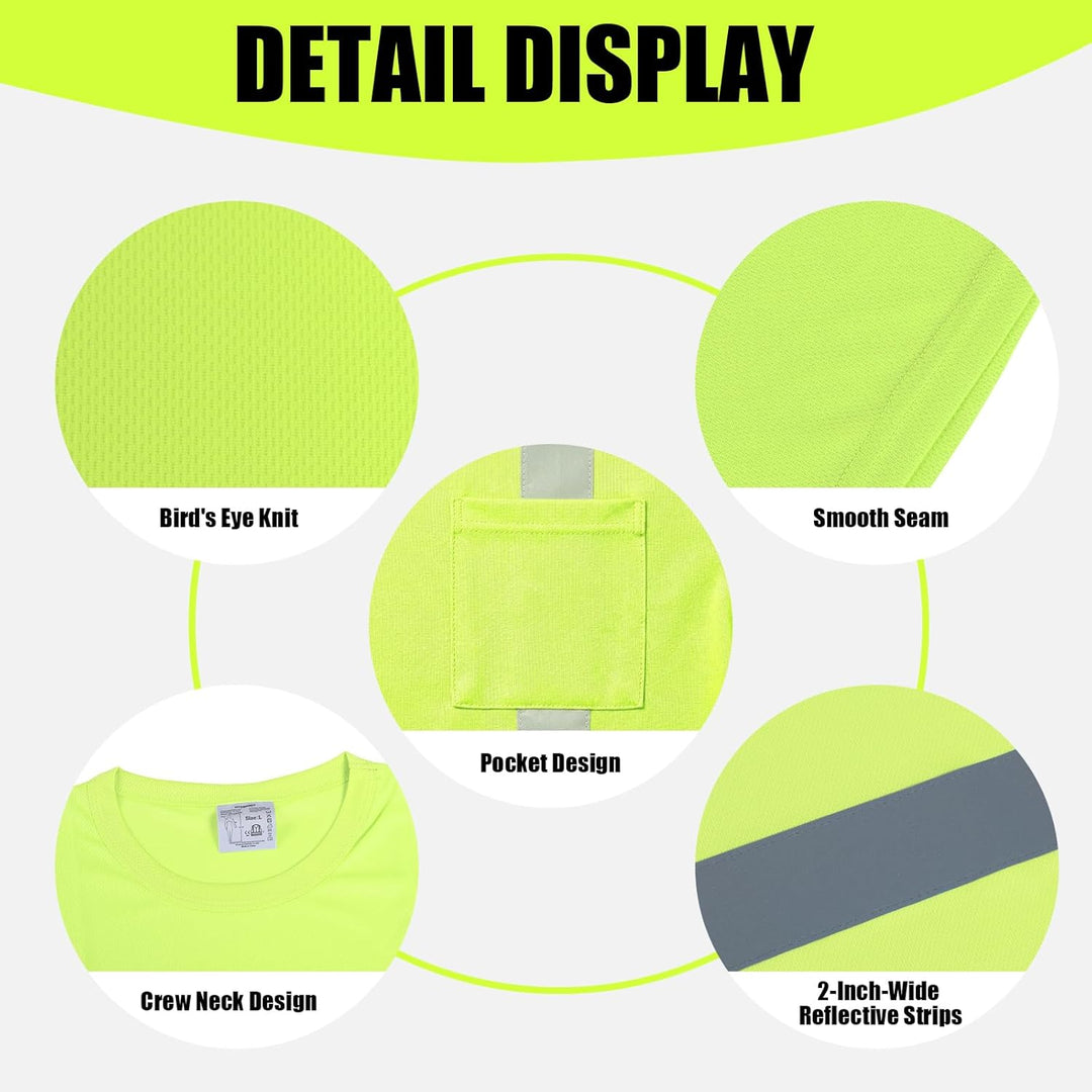 HYCOPROT Warnschutz T-Shirt Warnweste Reflektierend Warnweste Atmungsaktiv Leicht Kurzarmshirt Kurza
