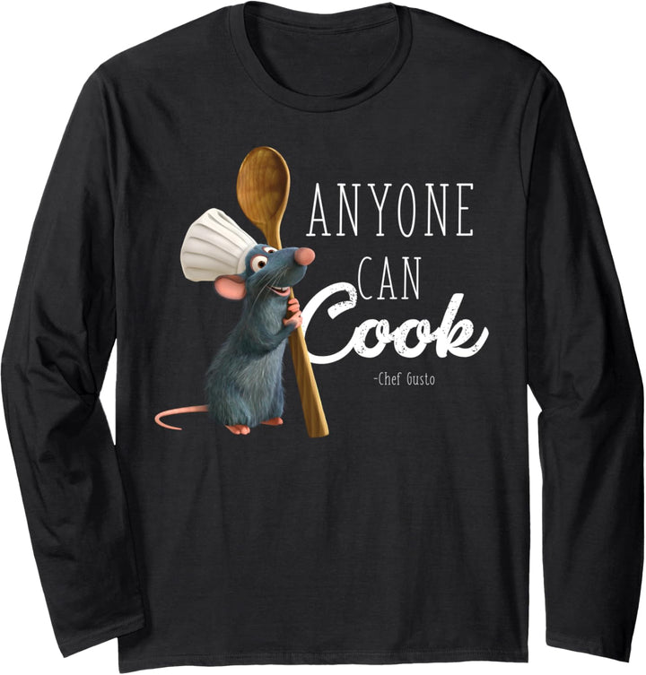 Disney Pixar Ratatouille Remy Bold Anyone Can Cook Text Langarmshirt