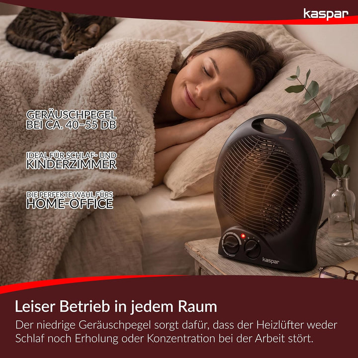 KASPAR Heizlüfter Klein Kompakt Thermoventilator Elektroheizer 1000 W 2000 W Mit Ventilatorfunktion
