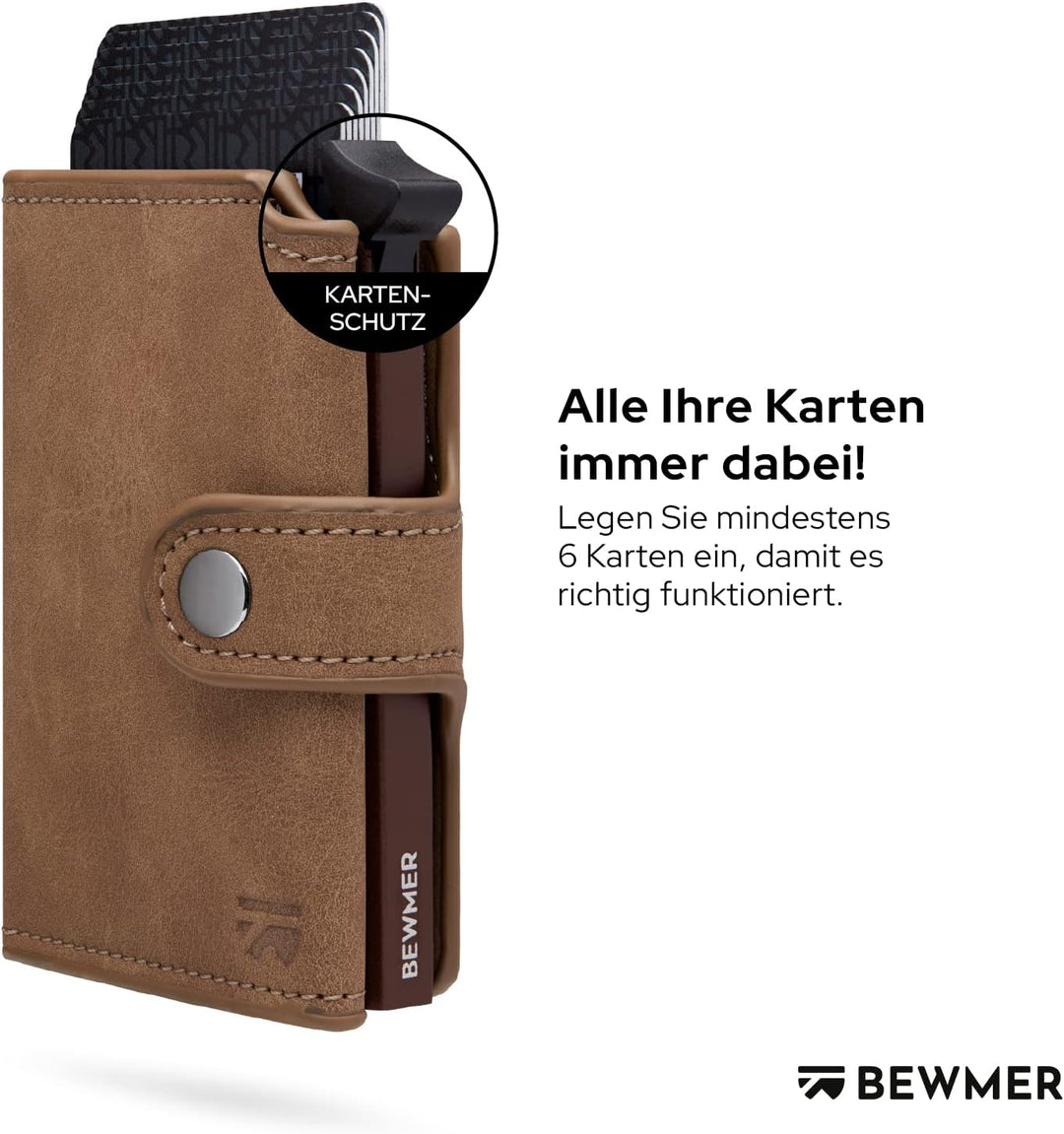 BEWMER 2 Shielded | Herren und Damen Slim Wallet mit RFID-Schutz Anti-Cloning | Kartenetui mit Münzf