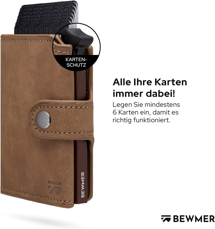 BEWMER 2 Shielded | Herren und Damen Slim Wallet mit RFID-Schutz Anti-Cloning | Kartenetui mit Münzf