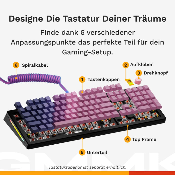 GLORIOUS Gaming GMMK 3 Mechanische Tastatur mit Drehknopf: Full Size 100%, Dichtungssystem, Doublesh